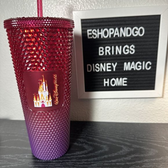 NIB Disney Starbucks Tumbler with Straw- Cinderella Castle Pink Purple Ombre - Picture 4 of 6
